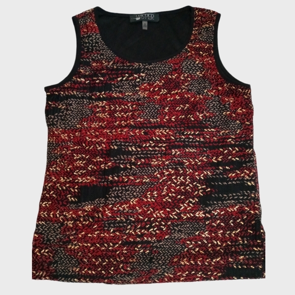 Kasper Women's Sleeveless Top/ Shirt Black/ Red/ Gold Color PS Size - Picture 5 of 10